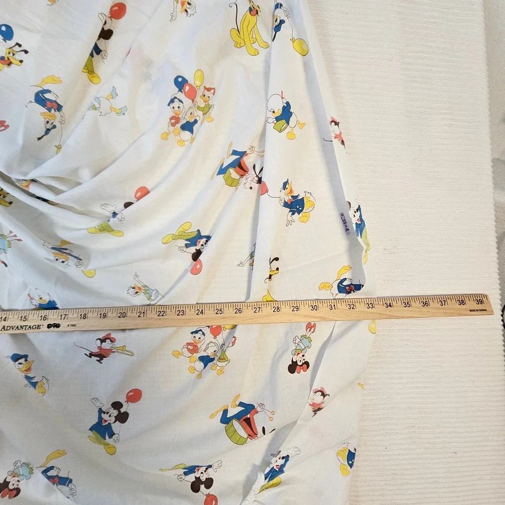 Vintage Disney Mickey Mouse Donald Duck Pluto Fit Crib Sheet White Multi Color